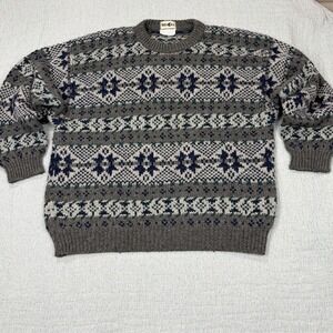 Vintage Winona Knits Sweater Men's XL Wool Blend Nordic Made in USA